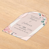 ローズとピンク色のエレガントな結婚式の招待状 アクリル招待状 (レイダウン)