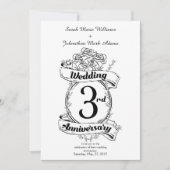 ローズとヴァインズ ロマンティック 3周年記念 結婚記念日 招待状 (正面)