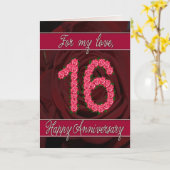 ローズと葉の16周年カード カード (黄色い花)