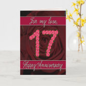 ローズと葉の17周年記念カード カード (黄色い花)