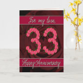 ローズと葉の33周年カード カード (黄色い花)