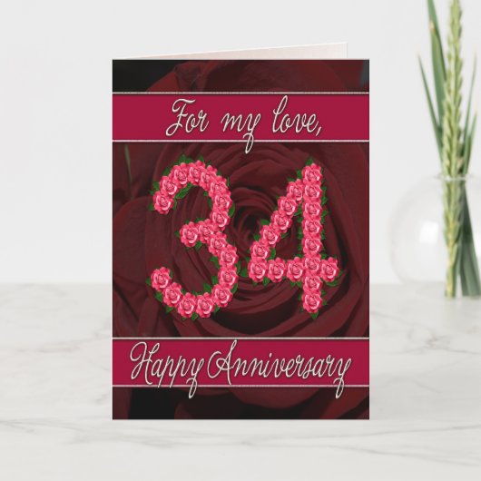 ローズと葉の34周年記念カード カード (正面)