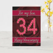 ローズと葉の34周年記念カード カード (黄色い花)