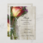 ローズと野花のメイソンジャー インビテーションポストカード (正面/裏面)