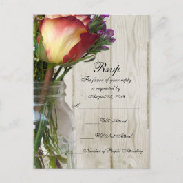 ローズと野花のメイソンジャー インビテーションポストカード