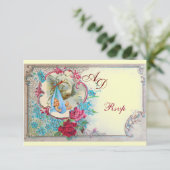 ローズと青い花のスタークベイビーボーイシャワー 招待状 (スタンド正面)