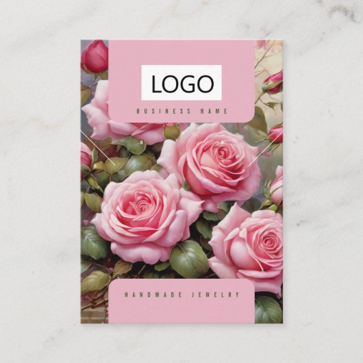 ローズのジュエリーイヤリングネックレス ディスプレイカード 名刺 (正面)