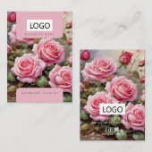 ローズのジュエリーイヤリングネックレス ディスプレイカード 名刺 (正面/裏面)