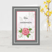 ローズのフランス語の誕生日カード カード (黄色い花)