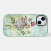 ローズの友達　妖精とうさぎの幻想芸術 iPhone 15ケース (裏面横)