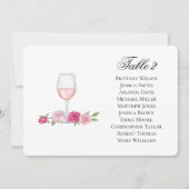 ローズの席次表。ワイングラス。花のウェディング 招待状 (正面)