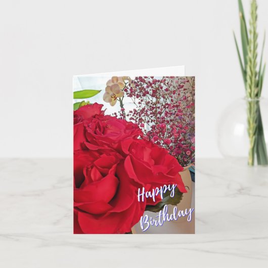 ローズの折り紙誕生日カード カード (正面)