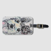 ローズの水彩画がかわいいラマの luggage tag ラゲッジタグ (正面横)