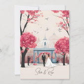 ローズの結婚式招待状とプログラム 招待状 (正面)