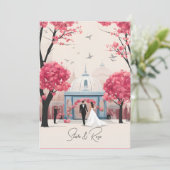 ローズの結婚式招待状とプログラム 招待状 (スタンド正面)