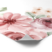 ローズの花のハートスクリプト結婚式ウェルカムサイン ポスター (角)