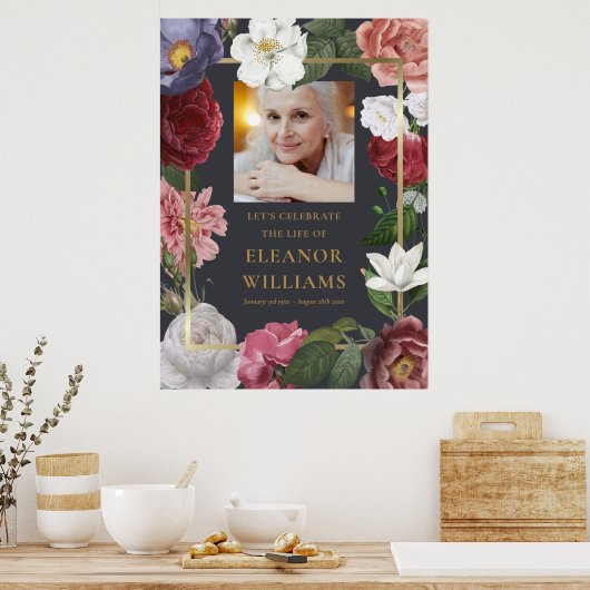 ローズの花の写真　人生の祝いのサイン ポスター (キッチン)