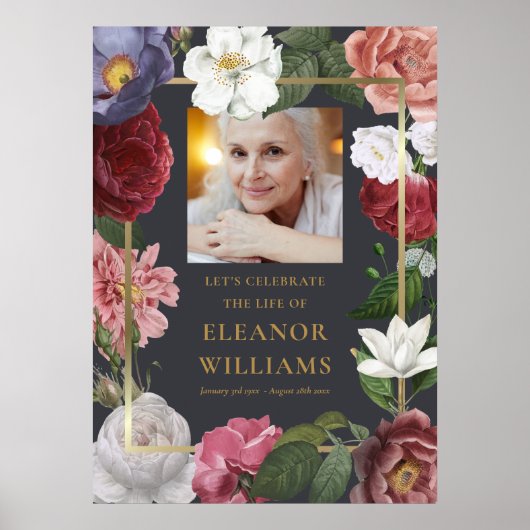 ローズの花の写真　生涯の祝いのサイン ポスター (正面)