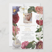 ローズの花束 お悔やみ フォト 生命の祝祭 招待状 (正面)