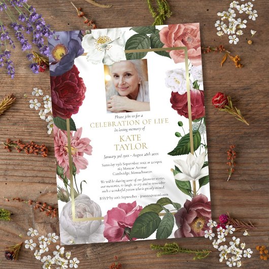 ローズの花束 お悔やみ フォト 生命の祝祭 招待状