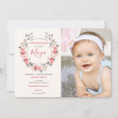 ローズの花輪を使った初めての食事の儀式 招待状 (正面)