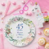 ローズの花飾り 45周年 65周年 結婚記念日 ペーパープレート (パーティー)