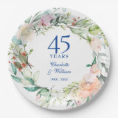 ローズの花飾り 45周年 65周年 結婚記念日 ペーパープレート (正面)