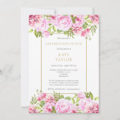 ローズの花 フラワーの生命のお祝い 追悼式 招待状 (正面)