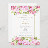 ローズの花 フラワーの生命のお祝い 追悼式 招待状 (正面/裏面)