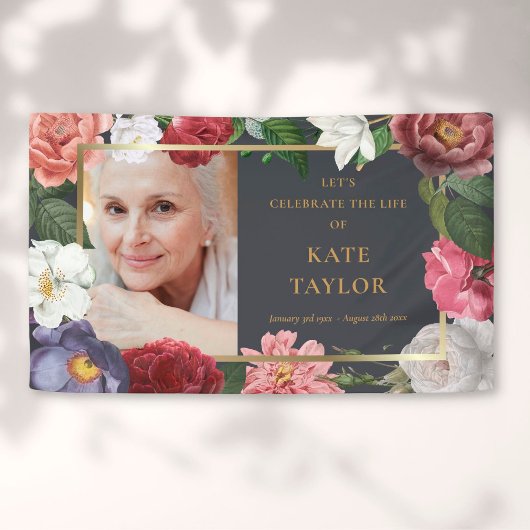 ローズの花 フラワーフューネラルメモリアル写真サービスバナー 横断幕