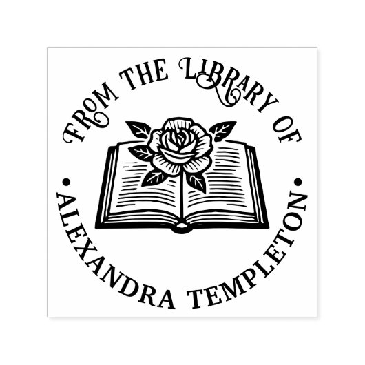 ローズの開いた本 #1P 付 ライブラリー ブック 名前 セルフインキングスタンプ (デザイン)