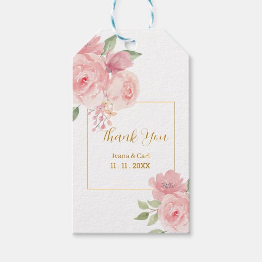 ローズウォーターカラーの花  ギフトタグ (正面)