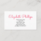 ローズウォーター色スワールイベントプランナープロフェッショナル 名刺 (裏面)