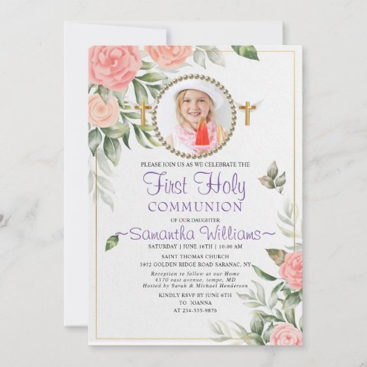 ローズウォーター赤面フローラファーストコミューン 招待状 (正面)