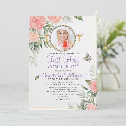 ローズウォーター赤面フローラファーストコミューン 招待状 (スタンド正面)