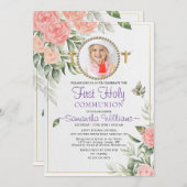 ローズウォーター赤面フローラファーストコミューン 招待状 (正面/裏面)