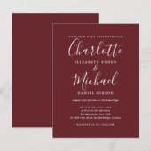 ローズウッドエレガントピモダンック結婚スクリプト インビテーションポストカード (正面/裏面)