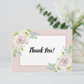 ローズウッドソフトマウヴフローラウォーターカラーバラ結婚ズ サンキューカード (スタンド正面)