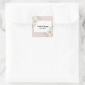 ローズウッドソフトマウヴフローラウォーターカラーバラ結婚ズ スクエアシール (バッグ)