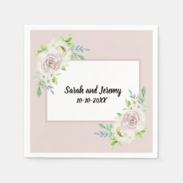 ローズウッドソフトマウヴフローラウォーターカラーバラ結婚ズ スタンダードカクテルナプキン