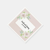 ローズウッドソフトマウヴフローラウォーターカラーバラ結婚ズ スタンダードカクテルナプキン (角)