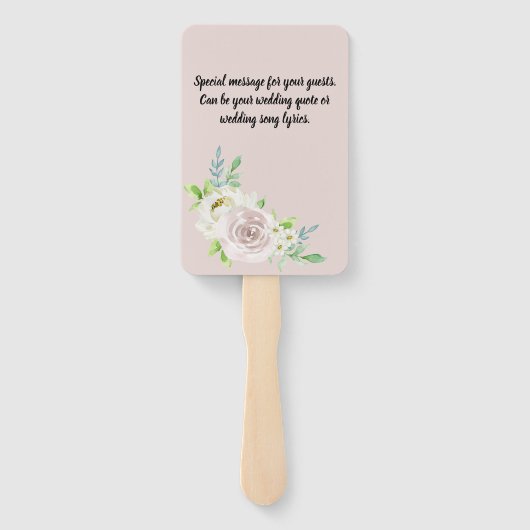 ローズウッドソフトマウヴフローラウォーターカラーバラ結婚ズ ハンドファン (裏面)