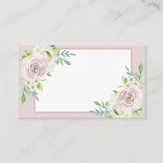 ローズウッドソフトマウヴフローラウォーターカラーバラ結婚ズ プレイスカード (正面)