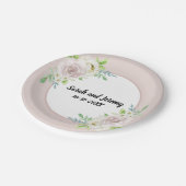 ローズウッドソフトマウヴフローラウォーターカラーバラ結婚ズ ペーパープレート (アングル)