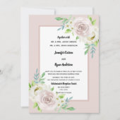 ローズウッドソフトマウヴフローラウォーターカラーバラ結婚ズ 招待状 (正面)