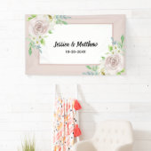 ローズウッドソフトマウヴフローラウォーターカラーバラ結婚ズ 横断幕 (インサイチュ)