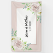 ローズウッドソフトマウヴフローラウォーターカラーバラ結婚ズ 横断幕 (縦)