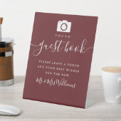 ローズウッドピンクエレガントのスクリプトフォトゲストブック 台座サイン (インサイチュ)