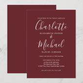 ローズウッドピンクエレガントシグネチャー結婚スクリプト 招待状 (正面/裏面)