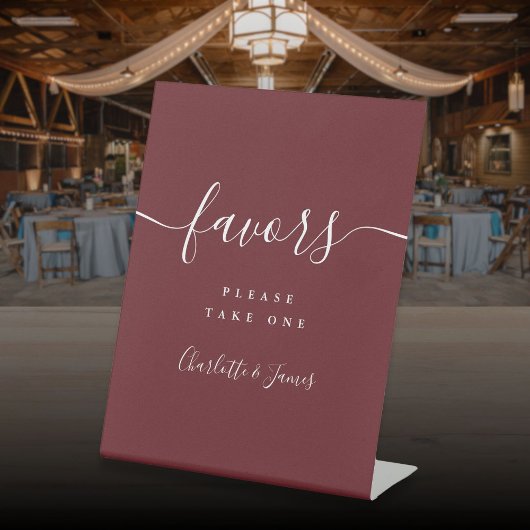 ローズウッドピンクエレガントモダン結婚式の引き出物表 台座サイン